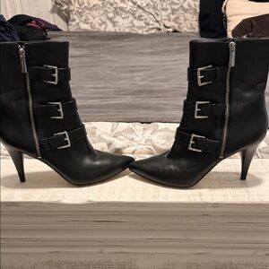 Michael Kors Black Heeled Boots with Buckles